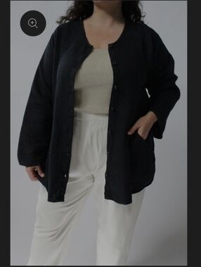 VTG Flax Linen Ink Blank Tunic Blouse